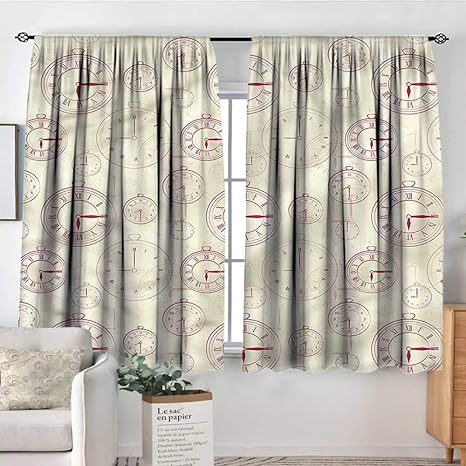 Amazon Com Clock Print Decor Curtains Roman Digits On A Clock 104