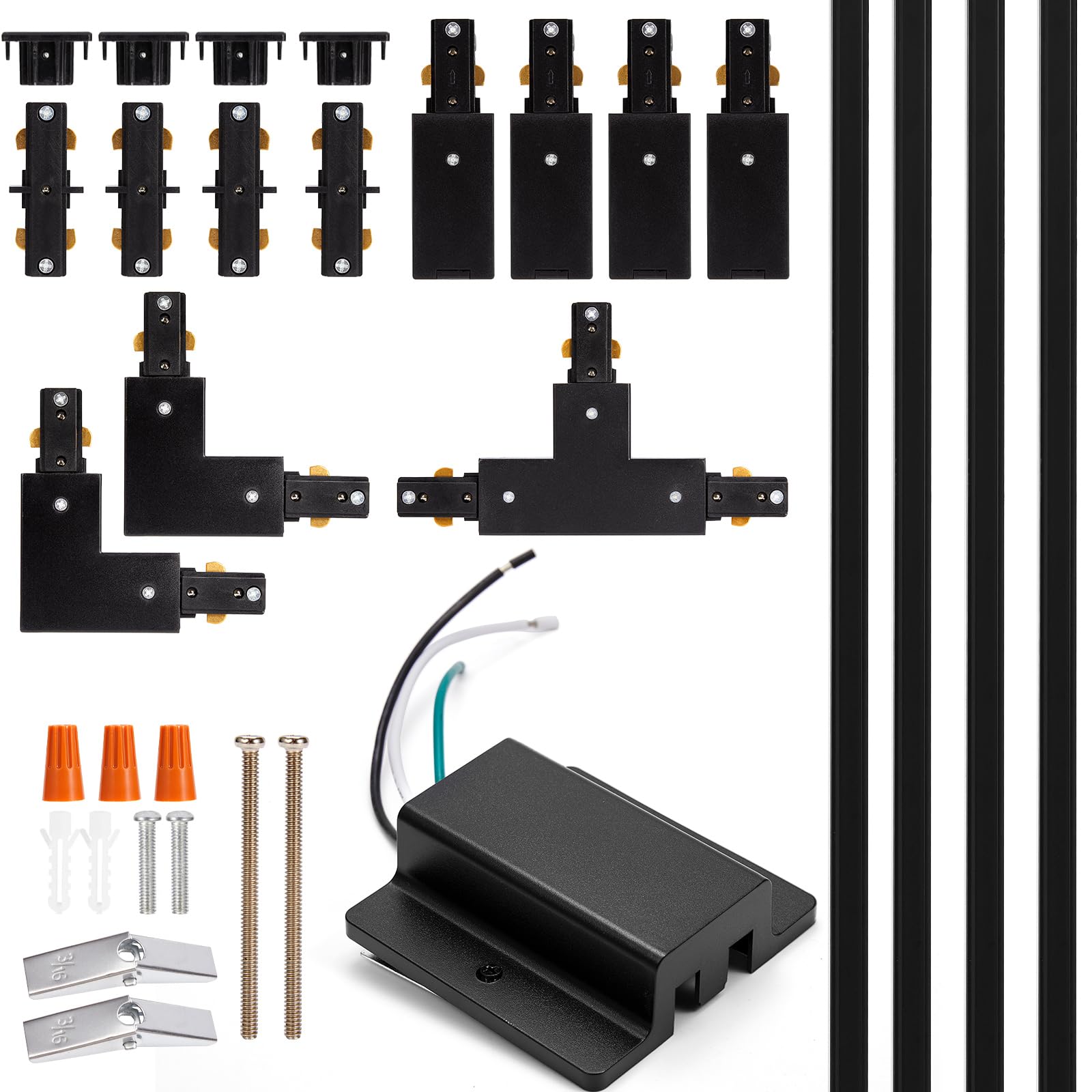 H Track Lighting Rails Kit - iCreating 13ft Black