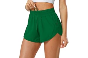 Aurefin Athletic Shorts for Women,Women's Quick Dry Workout Sports Active Running Track Shorts with Elastic and Zip Pockets