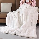 BlanketSolution Fluffy Fuzzy Cozy Faux Fur Throw Blanket for Living Room Couch Cream Beige Bubble 60X80 Throw Blanket for Apartment Bed Gift Office Decorative Blanket Decor 860 GSM