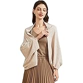 BRYCTSISEN Women's Lightweight Wool Shawl Wrap Scarf with Sleeves Outer Warm Knitted Open Front Poncho Cape Fall Winter