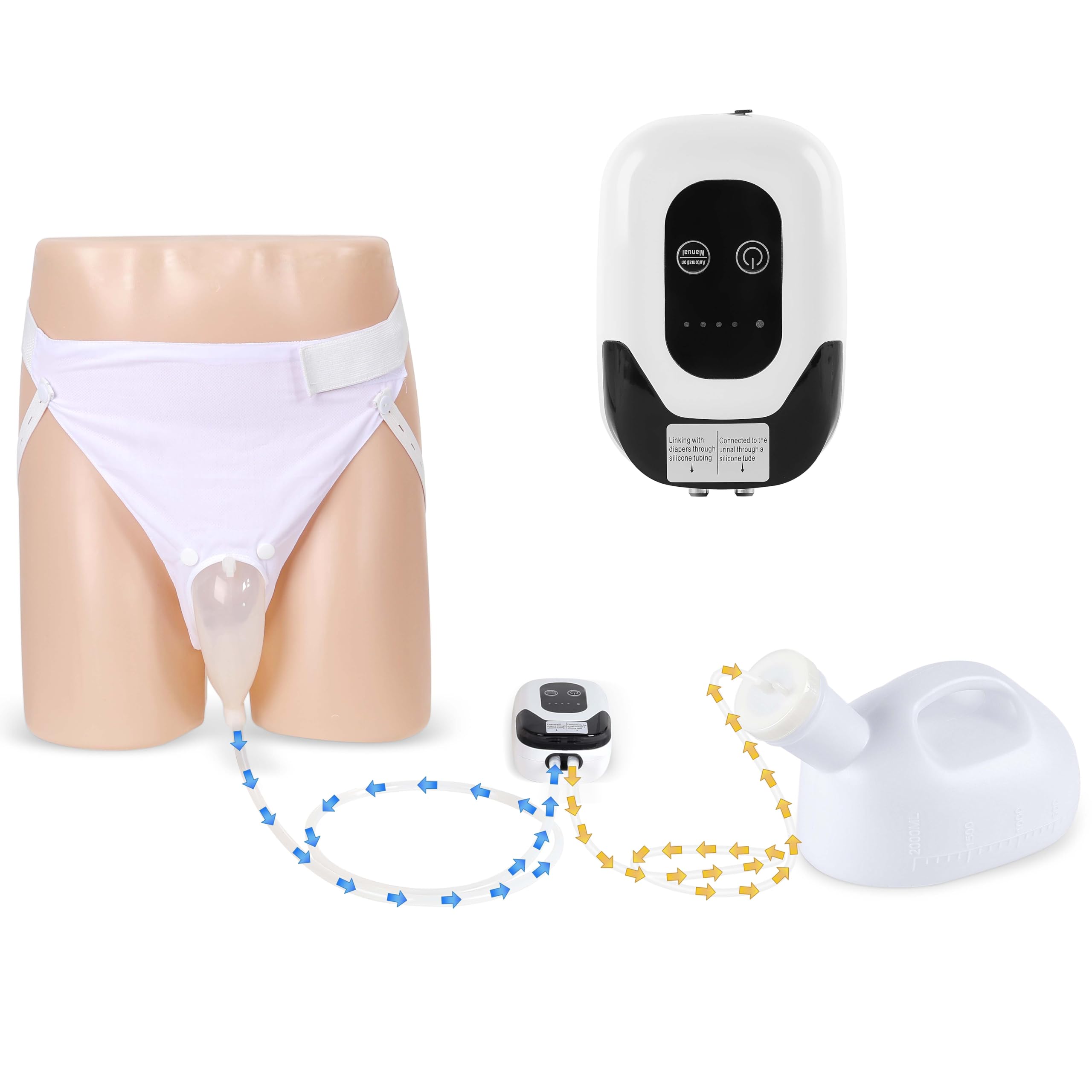 Photo 1 of Intelligent Electric Urinal for Male, Non-Invasive Sensitive Sensing, Automatic Start Stop Pump, Bed Rest Anti-Leakage Design, 2000mL Large Capacity with 6.5 ft Catheter, Easy to Use and Clean (Large)