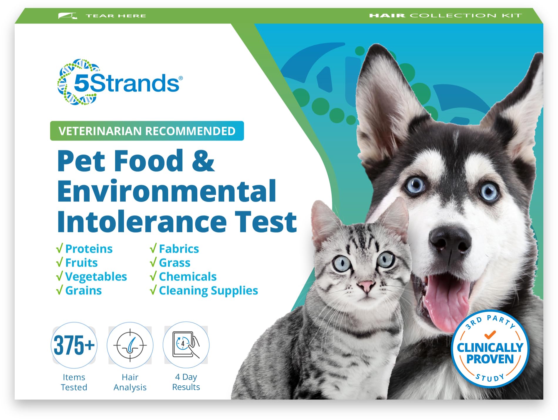 Photo 1 of 5Strands Pet Food & Environmental Intolerance Test, at Home Sensitivity Test for Dogs & Cats, 412 Items Tested, Pet Health Check, Fast 5 Day Results, For All Ages and Breeds