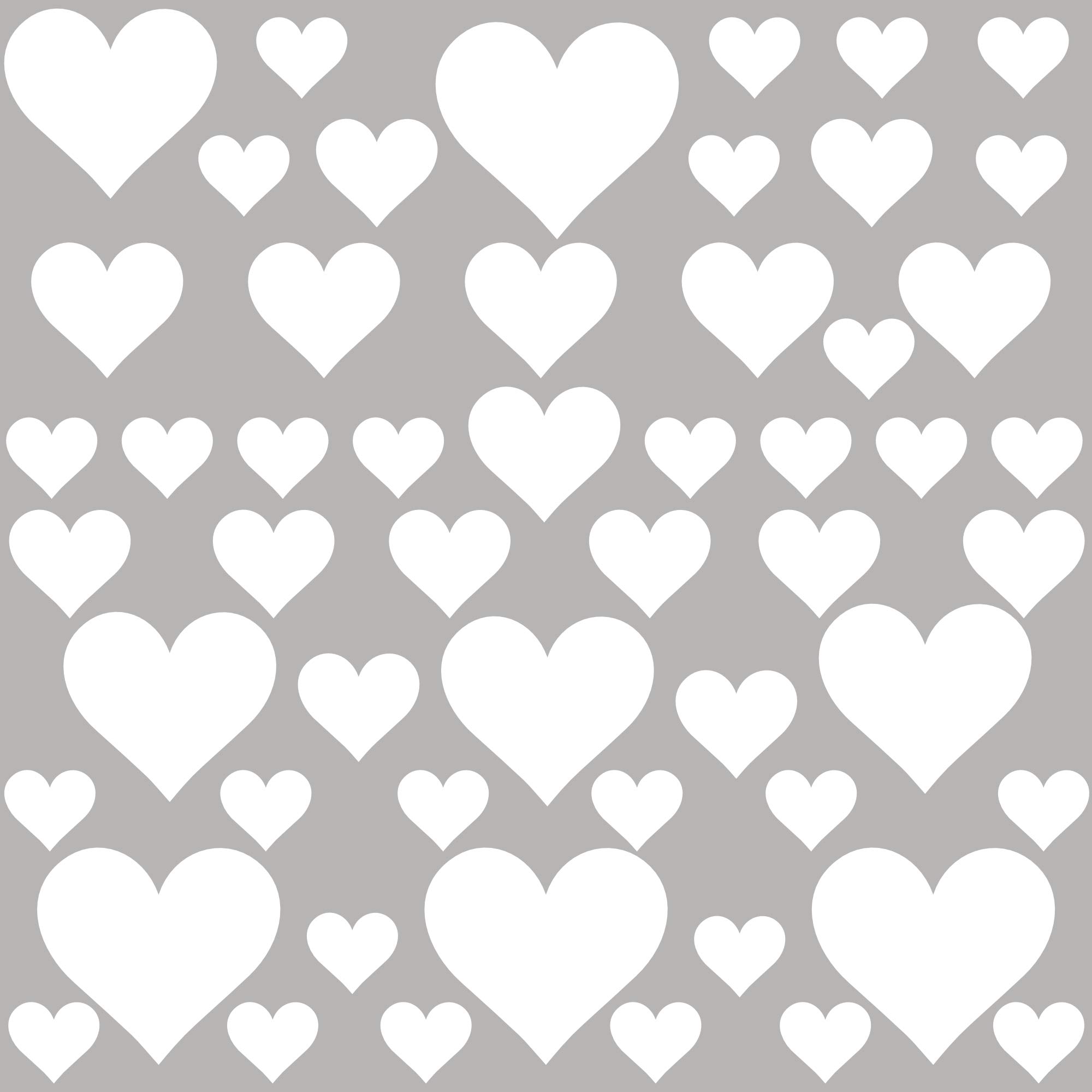 PREMYO Set of 54 Heart Wall Stickers Kids - Nursery Decor Easy to Apply - Decals for Bedrooms for Girls Boys White