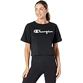 Champion womens Cropped Reverse Weave Crew, Left Chest C