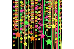 WELITTCON 530feet UV Paper Neon Garland Neon Streamers Glow in The Dark Glow Party Supplies and Decorations Glow in The Dark Streamers Blacklight Reactive Fluorescent Black Light Neon Party Supply for Birthday