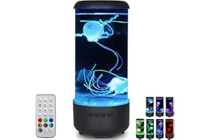 Cosney Jellyfish Lamp with Bluetooth & White Noise Sound, 33 LED 7-Color Changing Light & 5 Levels Brightness Aquarium Mood Lamps for Decorating, Relaxing for Kids and Adults (Black)