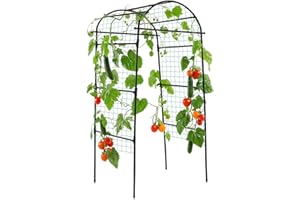 Lalahoni Garden Arch Trellis for Climbing Plants Outdoor, 80 Inch Tall Grape Trellis Metal Vine Plants Support Flower Vegetable Tomato, Cucumber Trellis for Raised Bed, Black