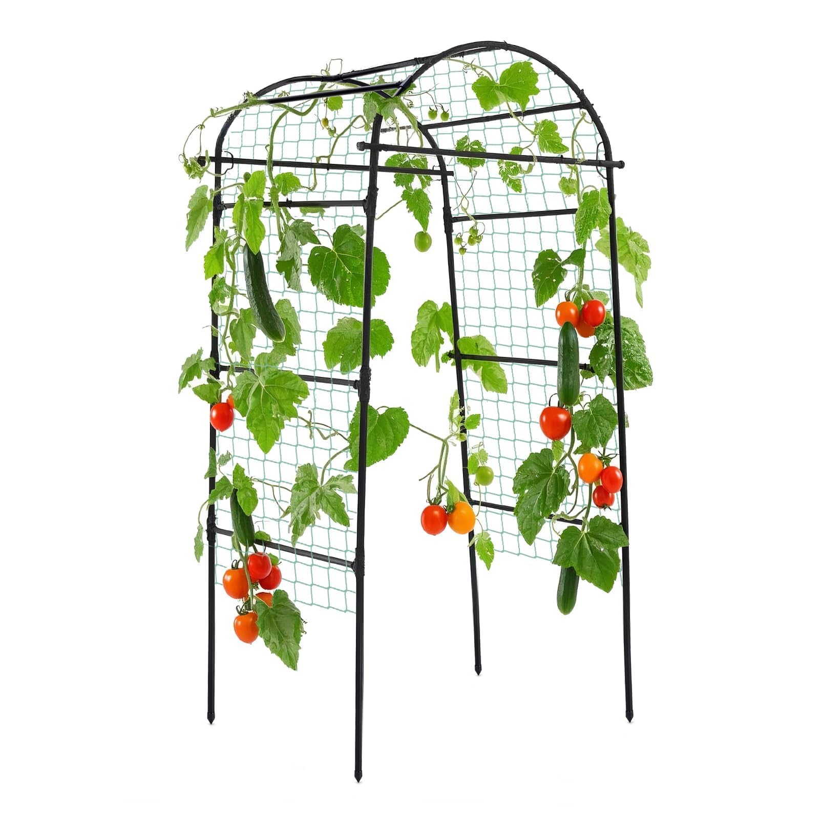 Photo 1 of Lalahoni Garden Arch Trellis for Climbing Plants Outdoor, 80 Inch Tall Grape Trellis Metal Vine Plants Support Flower Vegetable Tomato, Cucumber Trellis for Raised Bed, Black
