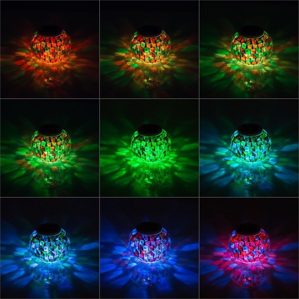 Gearmax® Mosaic Glass Ball Garden Lights, Color Changing Table Lamps, Solar Lights for Party Yard Home Decoration - Image 4