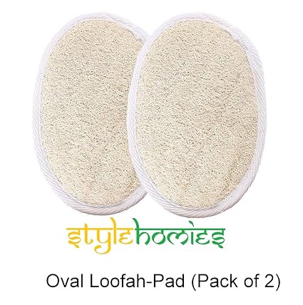 Style Homies Ridge Ground Fiber Natural Oval Loofah Pad for Body Wash (Pack of 2)