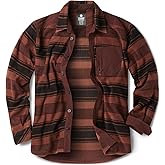 CQR Men's Long Sleeve Heavyweight Fleece Shirts, Plaid Button Up Shirt, Warm Outdoor Casual Shirt with Pockets