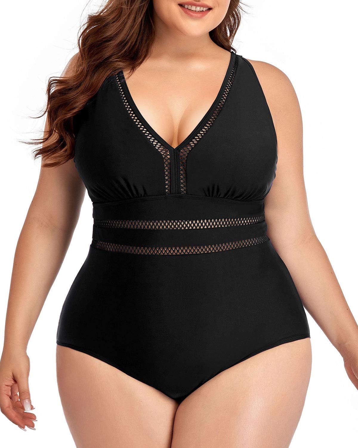 DaciWomen Plus Size One Piece Swimsuits Sexy V Neck Backless Bathing Suit