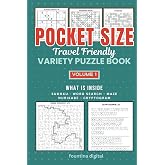 Pocket Size Travel Friendly Variety Puzzle Book: Pocket Size Mixed Puzzles - Sudoku, Word Search, Cryptogram, Nurikabe and Maze Puzzles - Ideal Companion for People on the Move
