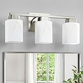 Mieloxiy 3-Light Square Bathroom Light Fixture, Brushed Nickel Modern Vanity Light with White Marble Glass Shade, for Bathroo