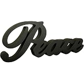 CVHOMEDECO. Matt Black Wooden Words Sign Free Standing Peace Desk/Table/Shelf/Home Wall/Office Decoration Art, 11 x 4-1/4 x 1 Inch