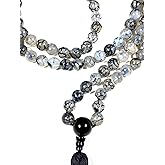 AWAKEN YOUR KUNDALINI Black Dragon Vein Agate Mala Necklace – 8mm 108 Beads, Onyx Guru, Spiritual Healing