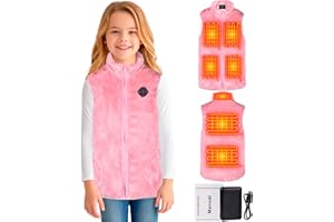 QZUnique Kids Heated Vest - Electric Heating Vests with Battery Pack, Fleece Heated Vest for Girl Boy, Winter Heating Jacket