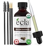Castor Oil Organic Cold Pressed - Eyelash & Eyebrow Growth Oil 100% Pure USDA Certified (Made in Canada) 60ml - 2 Oz for Hair
