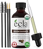 Castor Oil Organic Cold Pressed - Eyelash & Eyebrow Growth Oil 100% Pure USDA Ce