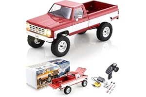 BEEZRC FMS 1/18 RC Crawler FCX18 Chevy K10 RC Truck RTR RC Car Official Licensed Model Car 8km/h 4WD 900mAh Hobby RC Cars Remote Control Car with LED Lights Vehicle 4-Ch 2.4GHz Transmitter (Red)