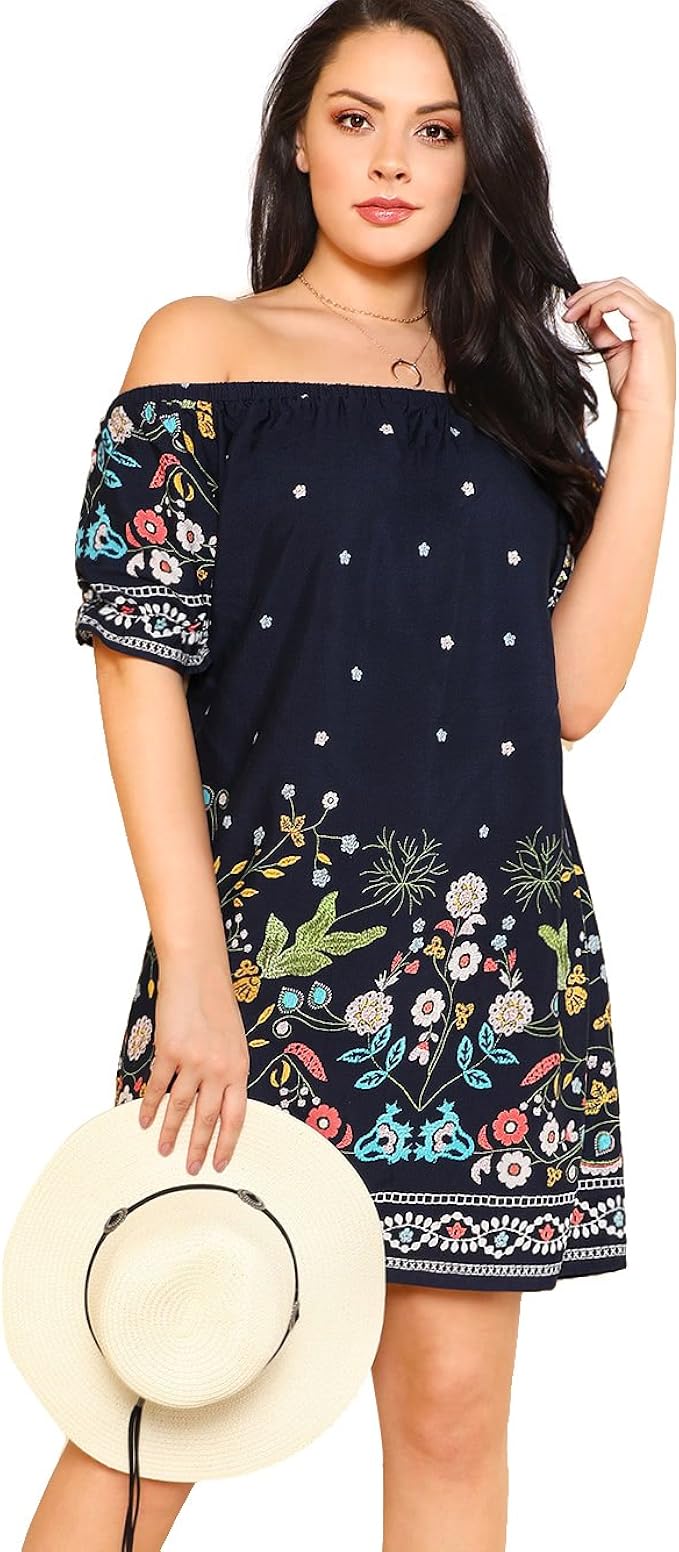 plus size off the shoulder summer dress