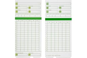 Zzrywuty Time Cards for Employees Monthly, All Pay Periods, 100 Count TimeCards for Hn3000, 2-Sided, 3 3/8" x 7 3/8", Green