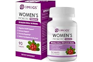 OMOGS Women's Probiotic, with Cranberry Extract, Organic Prebiotics & Vitamin C, 90 Billion CFUs,18 Strains, Help for Boost Immune, Digestive, Gut Health & Women's Health, Gluten & Soy Free,90 Tablets