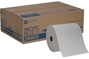 Georgia-Pacific Blue Basic Recycled Paper Towel Rolls by PRO, White, 26601, 800 Feet Per Roll, 6 Rolls Per Case