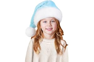 Tokforty Santa Hats for Kids, Unisex Velvet Touch Comfort Christmas Hats for New Year Festive Party Christmas Supplies