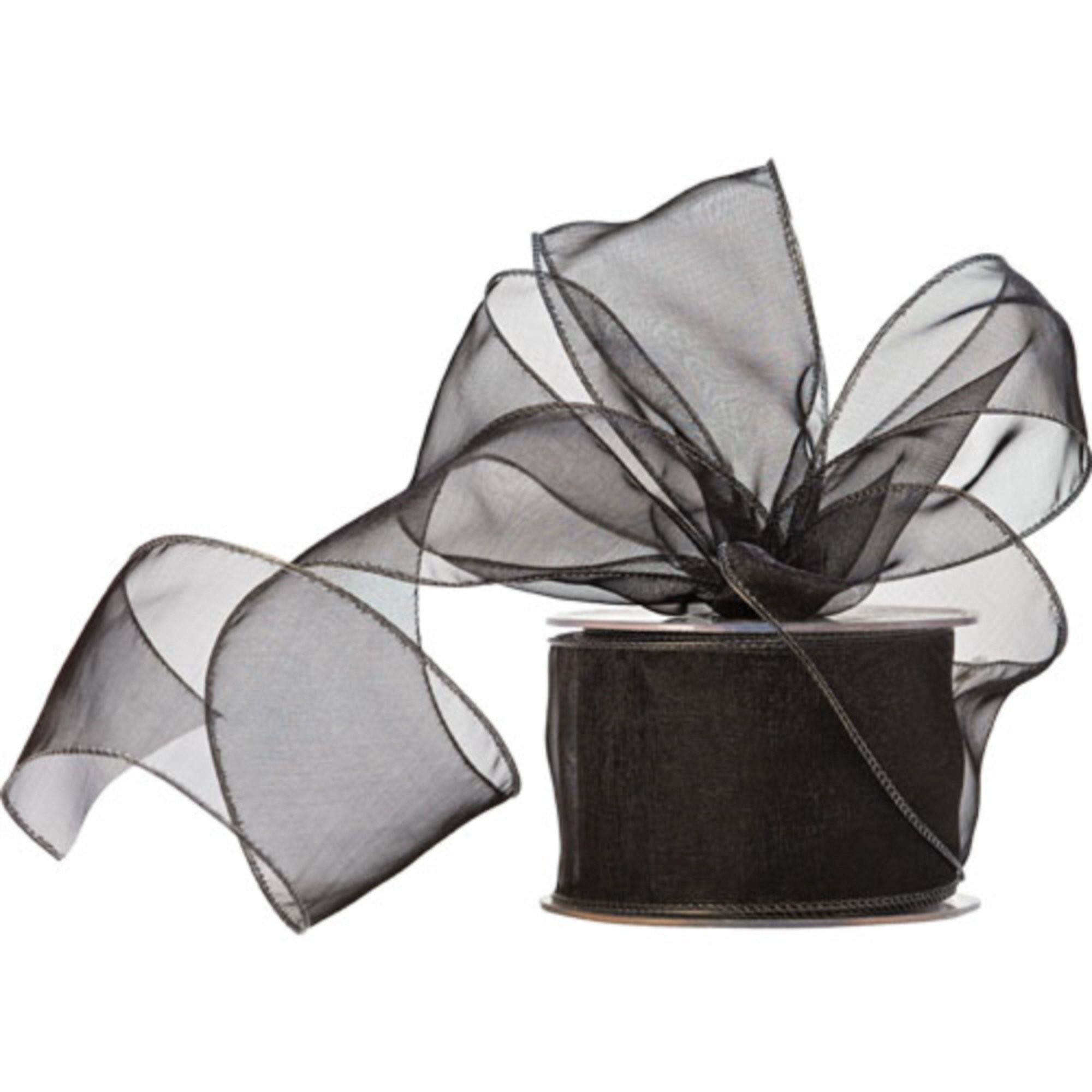 Truly Madly Deeply Black 60mm Wide x 20 Metre Long Reel of Wired Organza Ribbon. Great for Birthday Decoration, Gift wrap, Christmas Ribbon, Wreath Making Supplies, DIY Crafting