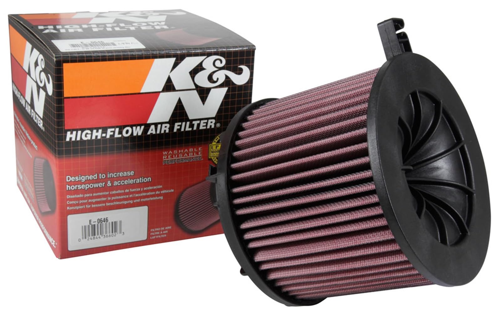 K&N Replacement air filter compatible with Audi A4 (B9) 1.4 & 2.0 incl. Allroad & Quattro / A5 2.0 F5 / Q5 / S4 249&252 pk 2015- (E-0646) , Red