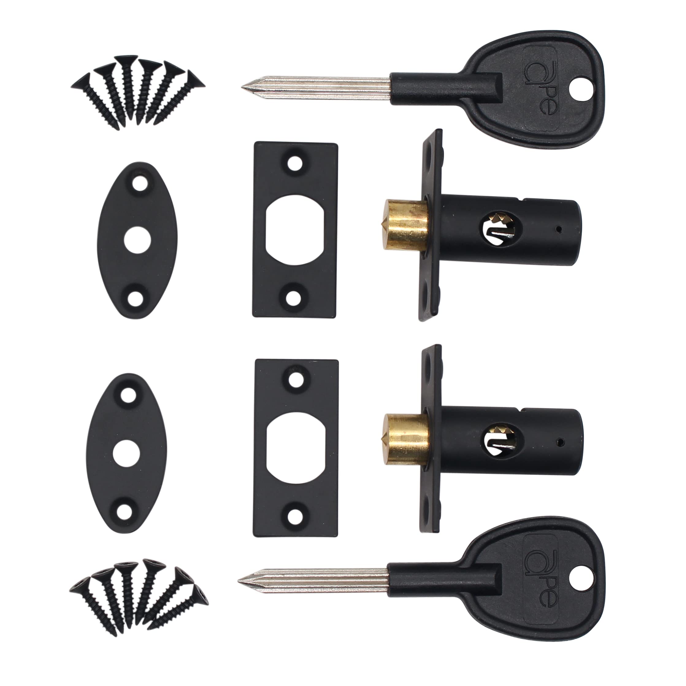 Window Security Mortice Rack Bolts | Pack of 2 Bolts with 2 Star Keys | Black