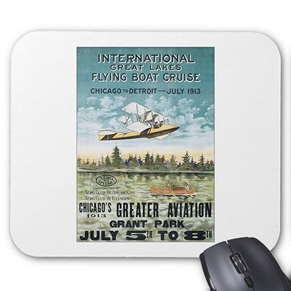 Drempad Gaming Mauspads Custom, Great Lakes Flying Boat Cruise Poster Mouse Pad 11.8'*9.8'