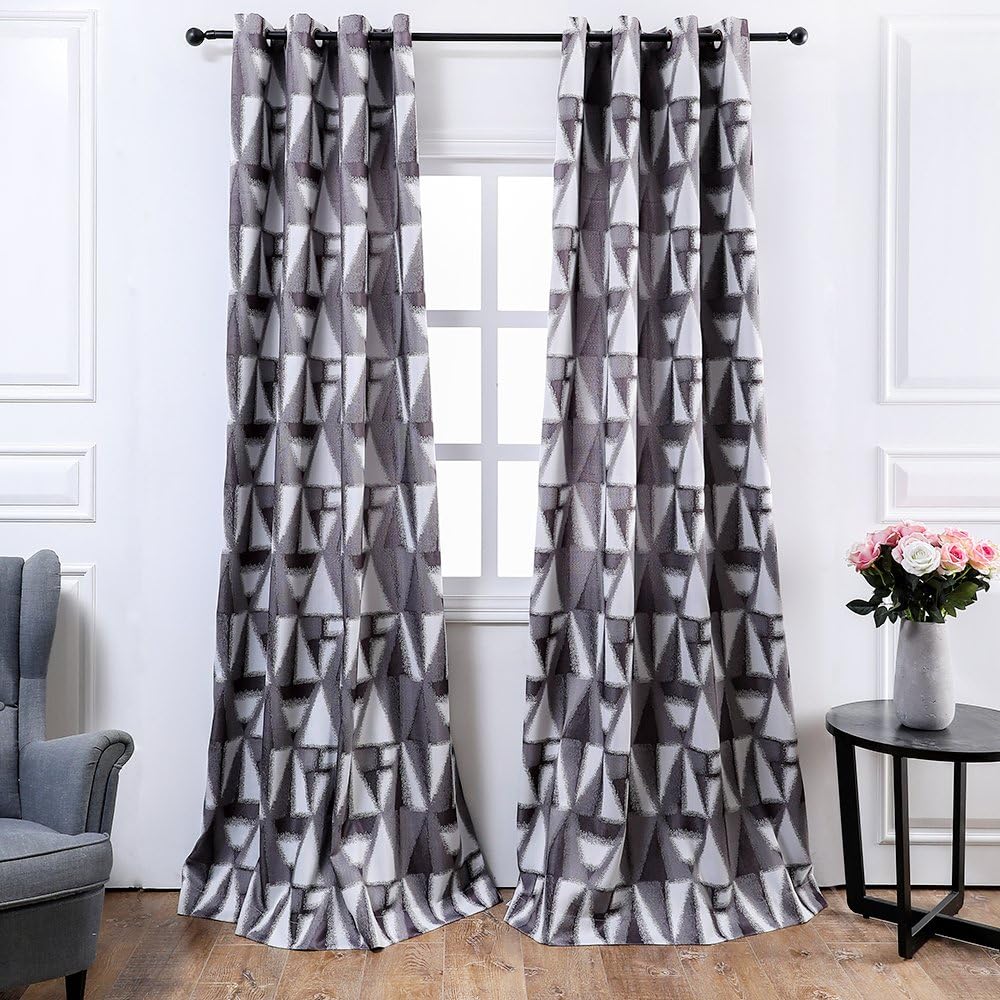 Jaoul Checkered Design Blackout Curtains Room Darkening Thermal Insulating Grommet Top Window Drapes for Living Room,Black/White,52WX84L Inch,1Panel