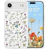 RALEAVO for iPhone Air Case Compatible with MagSafe Clear Floral Cover with Flower Branch Pattern for Girls Women Slim Cute Hard Back Shockproof Phone Case for iPhone Air,Transparent