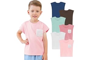 Jimonda Boys Tank Top Sleeveless Girls Pocket T-Shirt Flying Sleeve Toddler for Kids 2-7 Years