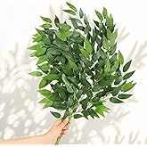 WEISPARK Artificial Italian Ruscus Greenery Stems 27in Faux Green Leaf Garland Branches Hanging Greenery Spray for Wedding Bouquet,Arch,Table Centerpieces and Home Decor