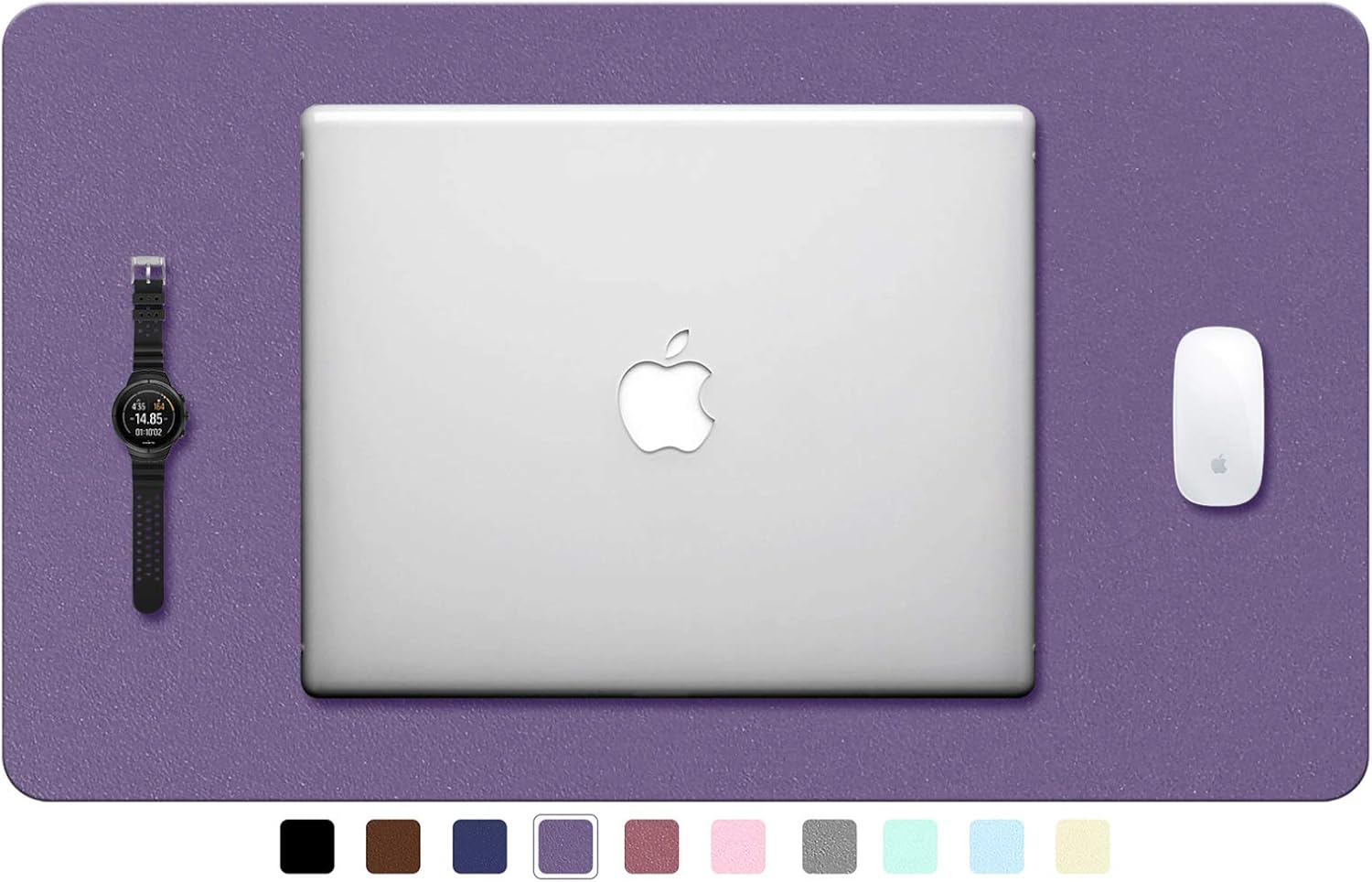 TOWWI PU Leather Desk Pad with Suede Base, Multi-Color Non-Slip Mouse Pad, 24” x 14” Waterproof Desk Writing Mat, Large Desk Blotter Protector (Voilet)