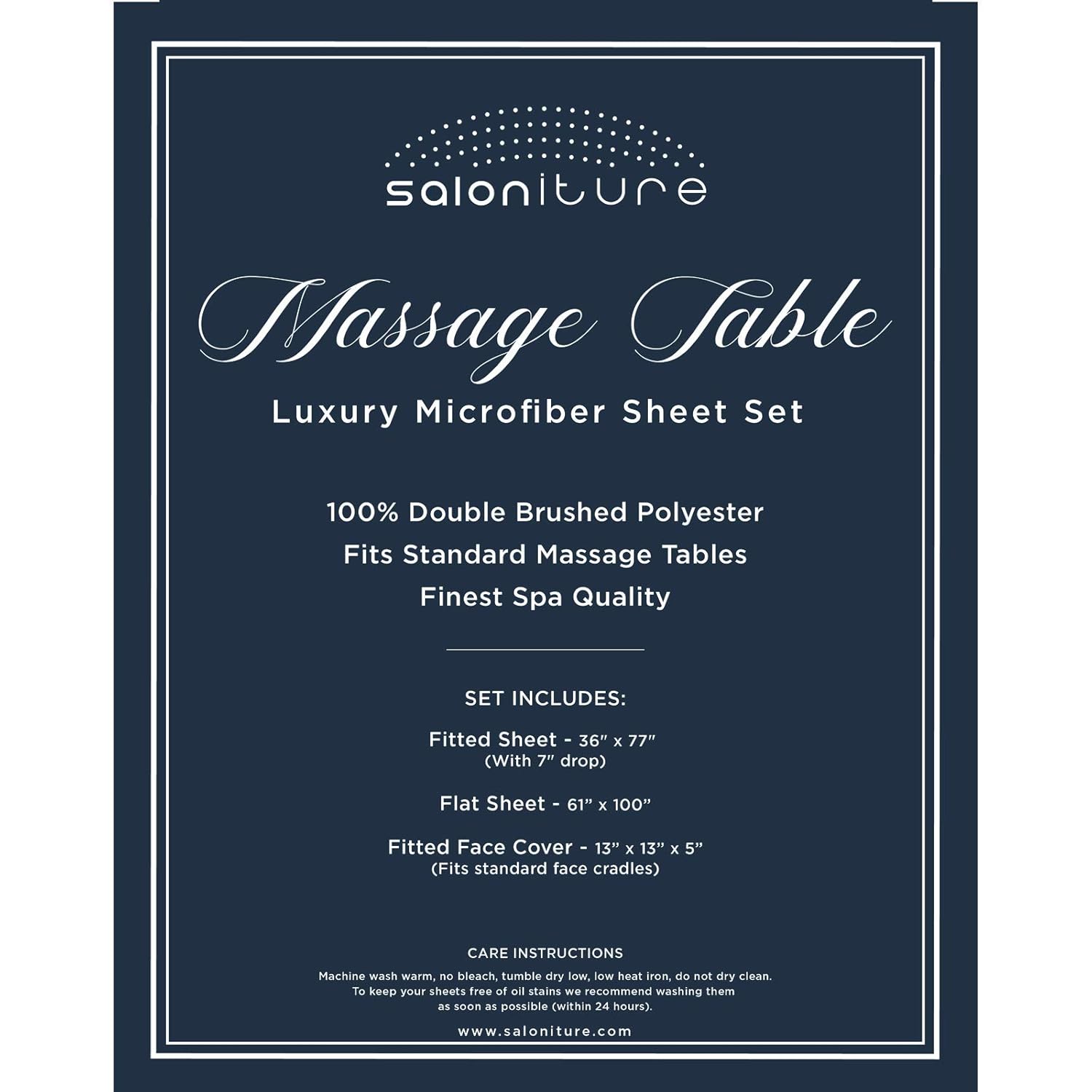 Saloniture 3-Piece Microfiber Massage Table Sheet Set - Premium Facial Bed Cover - Includes Flat and Fitted Sheets with Face Cradle Cover - White : Beauty