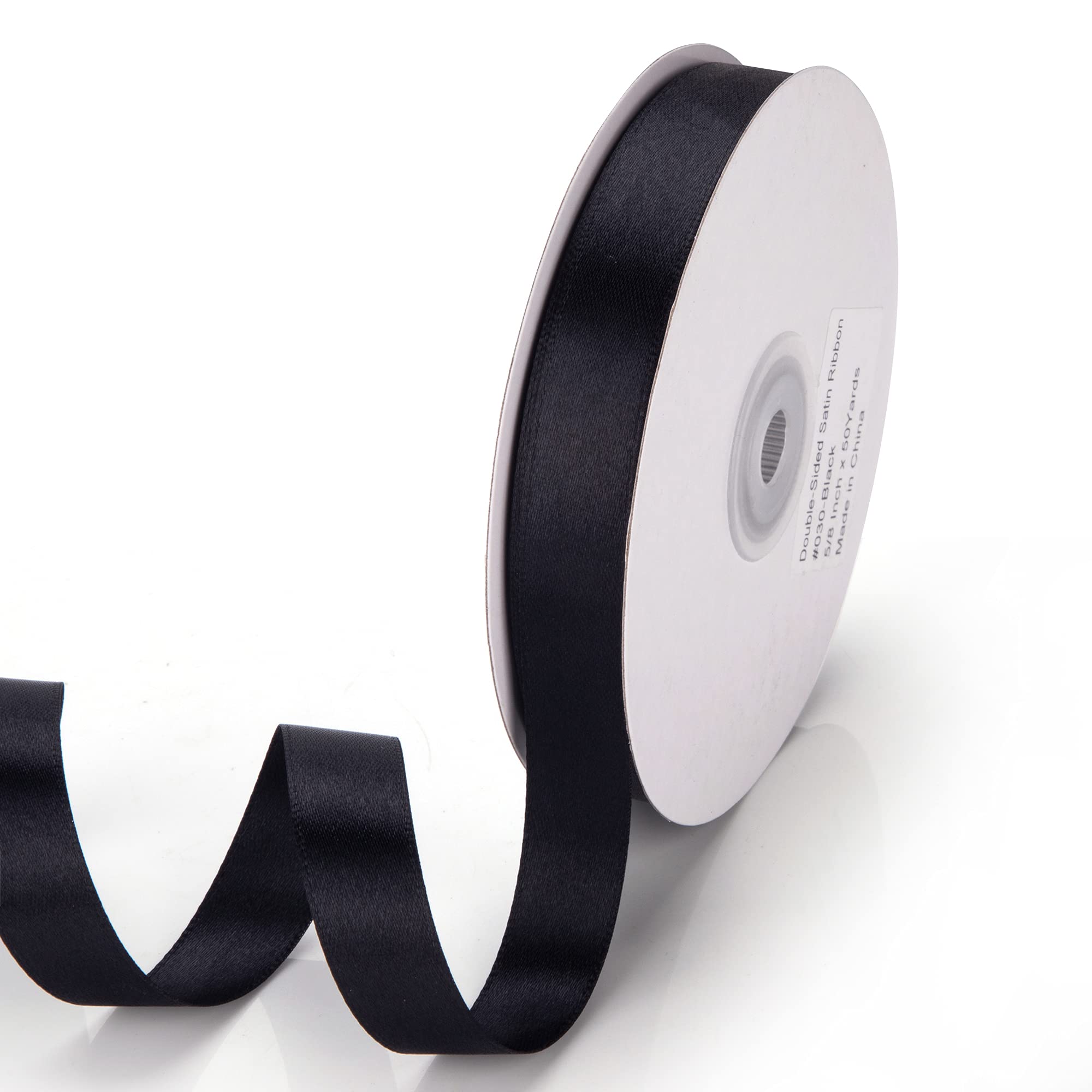 IHKFILAN Satin Ribbon in Black (16 mm x 45.72 m) Matt Shiny Gift Ribbon Elegant Ribbon for Decorating & Crafts, for Wrapping Special Gifts, for Weddings, Christenings