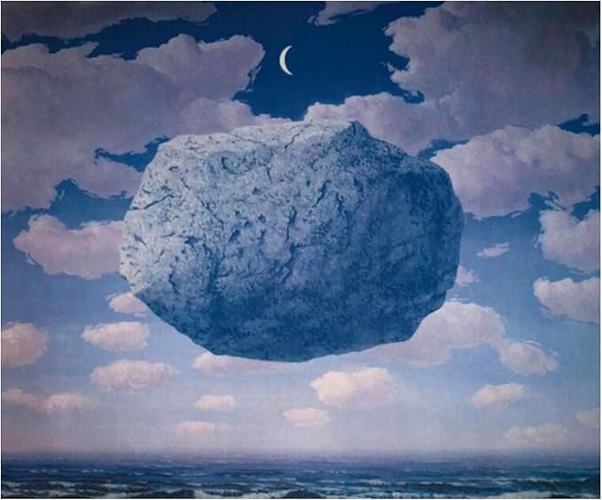 Amazon 壁のプリントルネマグリットブルーストーンインスカイナイトシュルレアリスムポスターとプリントリビングルームの装飾のための抽象的な絵23 6x31 5in 60x80cm フレームなし アートフレーム ポスター オンライン通販