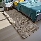 Soft Runner Rugs for Bedroom, Beige 2x6 Area Rugs Fluffy Rug Shaggy Area Rug Carpet, Bedside Rug for Living Room Bedroom Kids Room Home Decor
