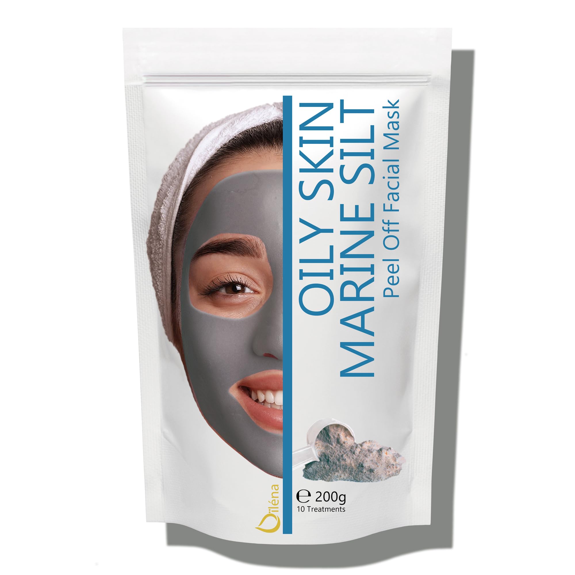 Oïléna - Oily Skin 100% Natural Alginate Peel-Off Moisturizing Mask | Ultra-Fine Marine Mud Limon Silt Powder | Easy DIY Facial Care | Skin Detox and Hydration, 200g
