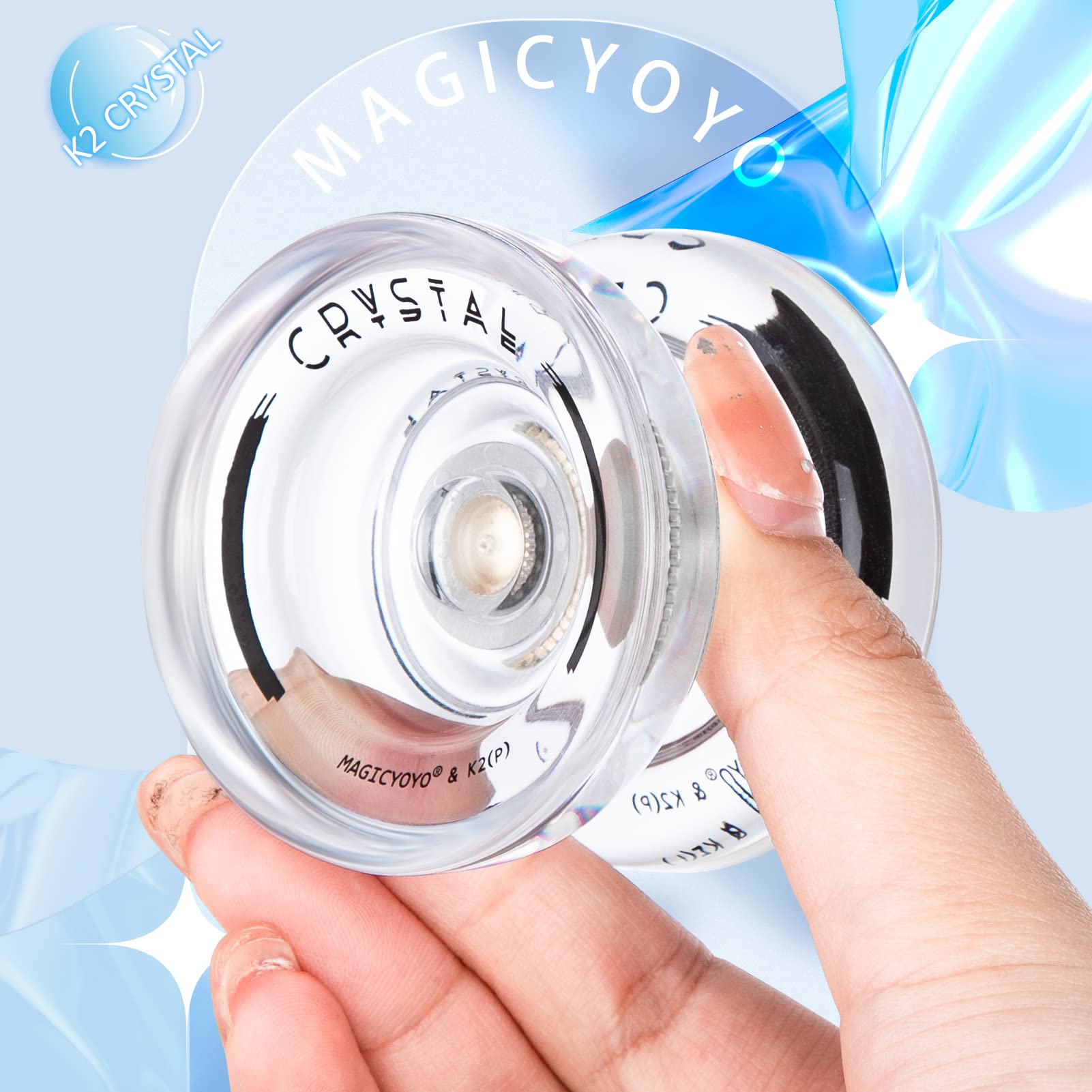 K1 Responsive Yoyo for Kids, Dual Function Yo Yo K2 for Unresponsive Yoyo with KK Bearing, Plastic Crystal Yoyos 3 Pack+Yoyo Strings+Bearing Removal Tool+KK Bearing+Bags