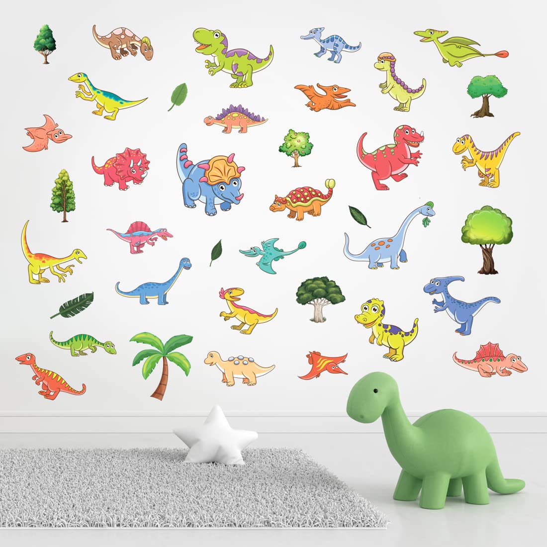 Dinosaurs Nursery Wall Stickers Kids Room Children Decals Cartoon Gamers Trees Educational Learning Kids Room Decal Children Art Birds Animals Decals Stickers Graphics murals Wallpapers