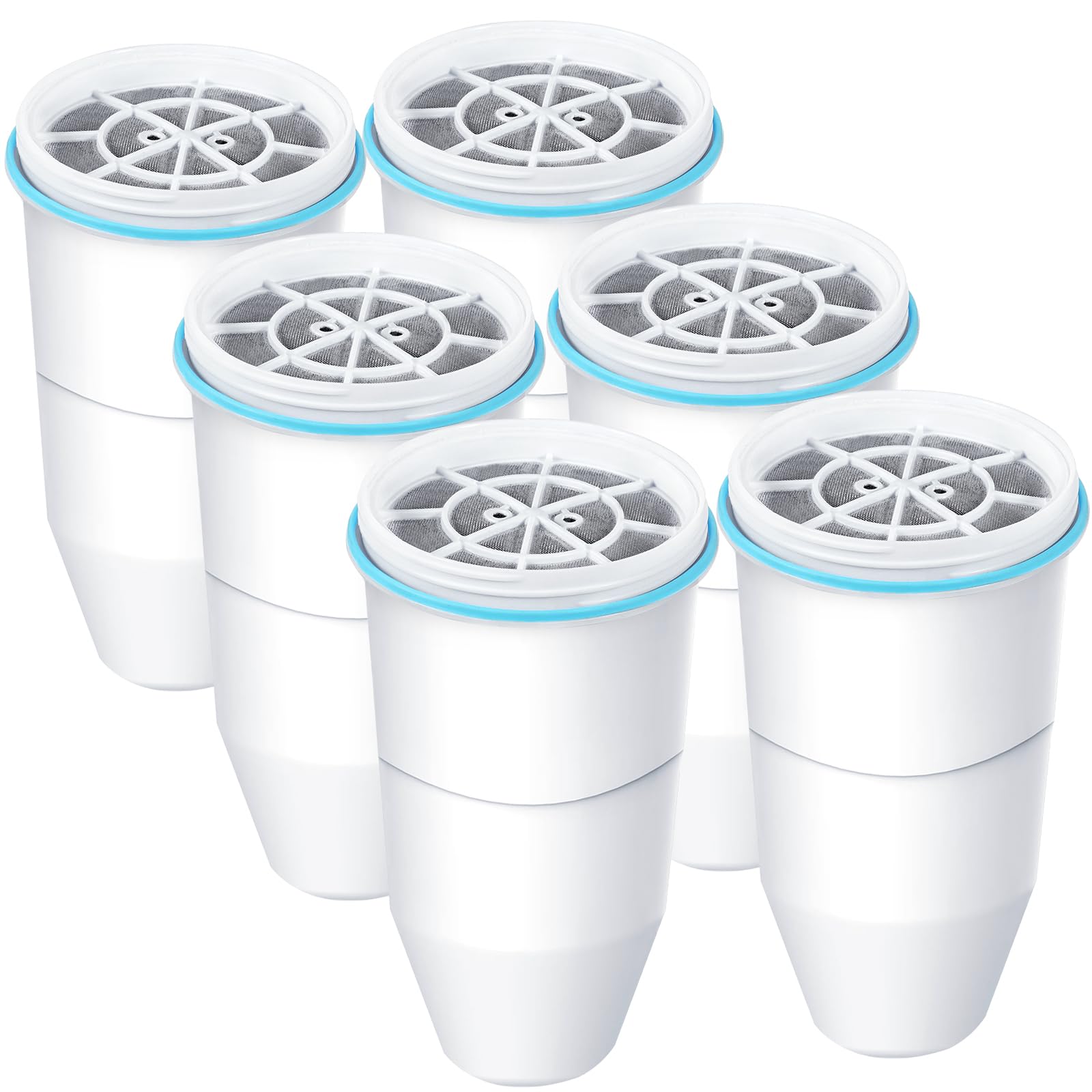 VIPHASES 6 Pack 6-Stage Water Filter Cartridges Replacement for Water Filter Jug ZR-017 ZP-010, Advanced 0 TDS System to Removes 99.99% Lead, Chlorine, Fluoride, PFOA/PFOS, TUV Certified