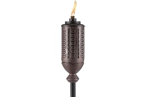 TIKI Cabos Metal Torch – 65-Inch Bronze Outdoor Torch for Patio, Garden, and Lawn, Includes Long-Lasting Wick and Snuffer, Weather-Resistant Decorative TIKI Torch for Backyard and Landscaping