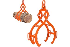 JINRRENYI 32inch 4 Claw Log Tongs with 3400 lbs/1542 kg Loading Capacity, Eagle Claws Design Log Grapple for Logging Tongs, 360° Swivel Steel Lifting for Trucks, Tractors, ATVs, Forklifts and More