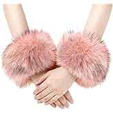 RainFlowwer Faux Fur Wrist Cuffs, Winter Short Furry Arm Warmer Fluffy Wirstband Ankle Warmer